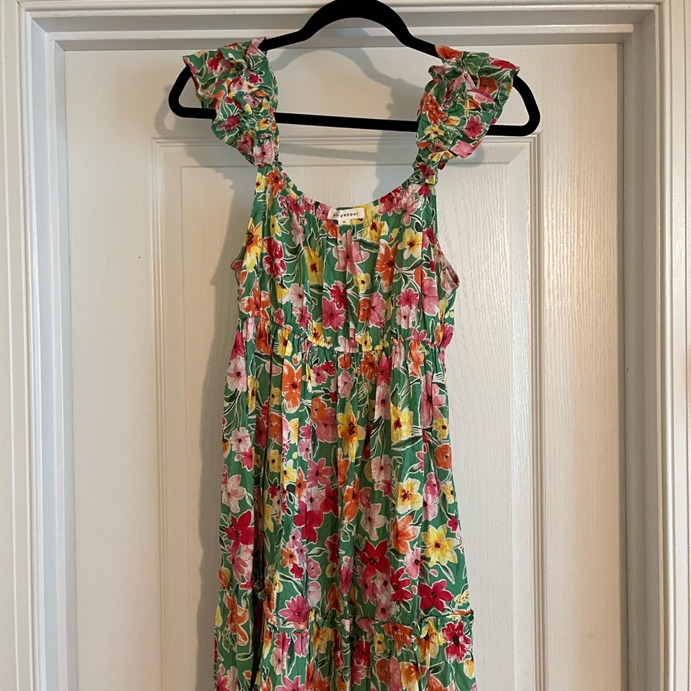 Floral Sleeveless Dress with Ruffled Straps